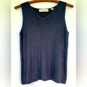 Valerie Stevens, Pure Silk gray top with cut-out design at lower half front